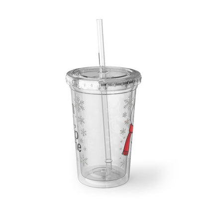 Printify Mug 16oz / Transparent Cute Snowman Acrylic Cup – 16oz Double-Wall Winter Tumbler