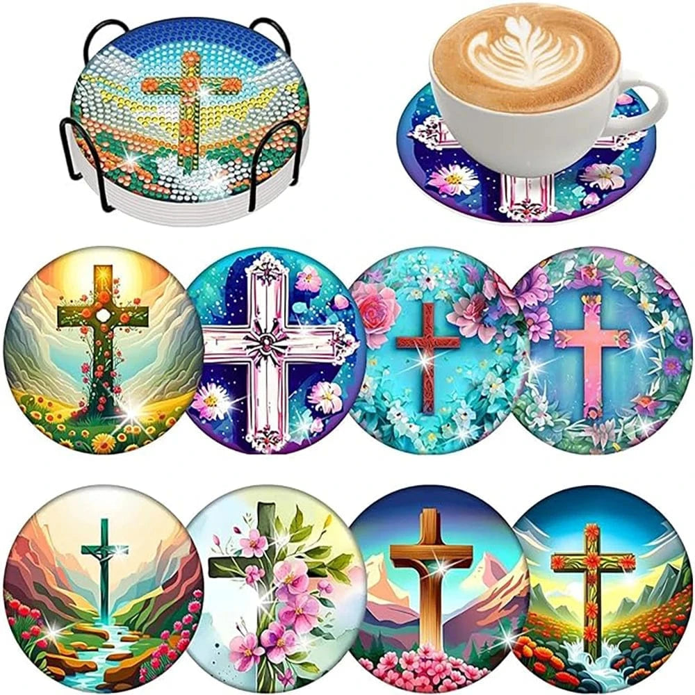 5DDpaints.com arts and crafts kit AE-BD020 Diamond Painting Coaster Set – Stunning Designs for Every Style