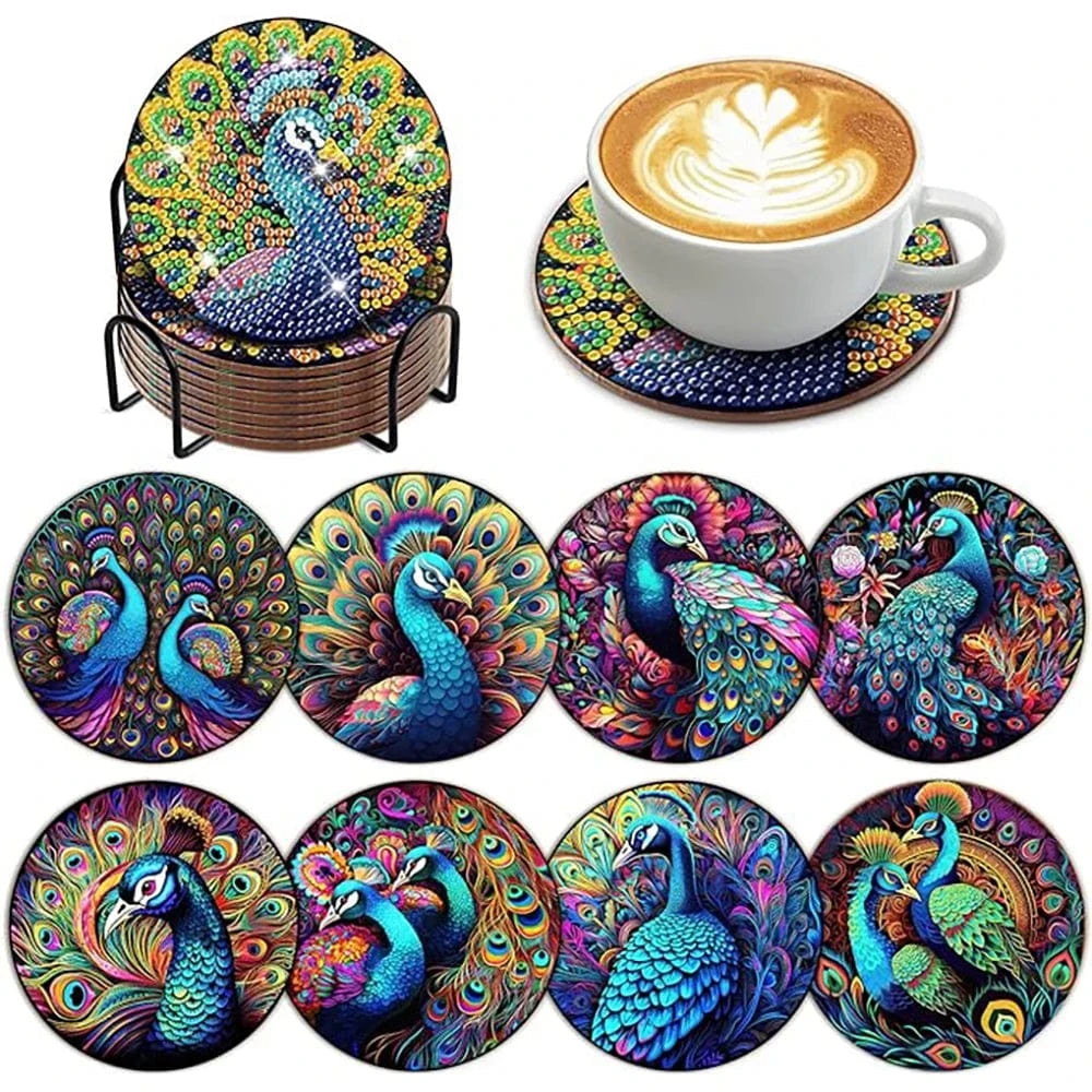 5DDpaints.com arts and crafts kit AE-BD014 Diamond Painting Coaster Set – Stunning Designs for Every Style