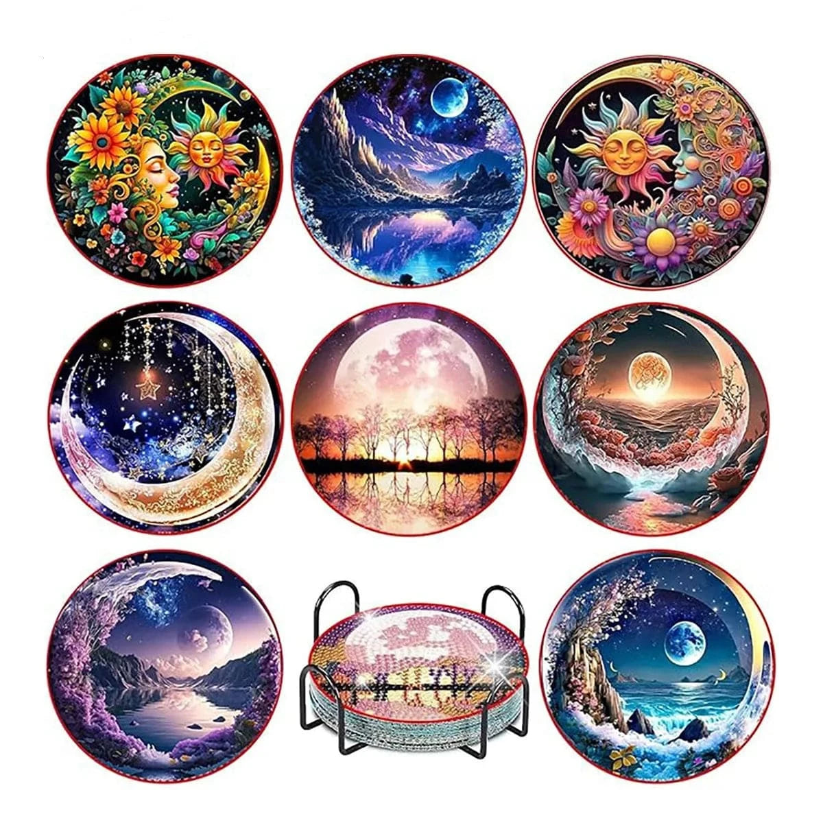 5DDpaints.com arts and crafts kit AE-BD105 Diamond Painting Coaster Set – Stunning Designs for Every Style