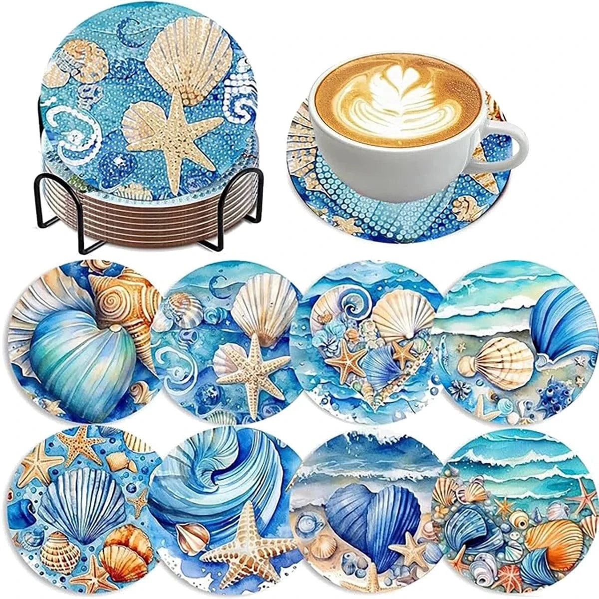 5DDpaints.com arts and crafts kit AE-BD147 Diamond Painting Coaster Set – Stunning Designs for Every Style