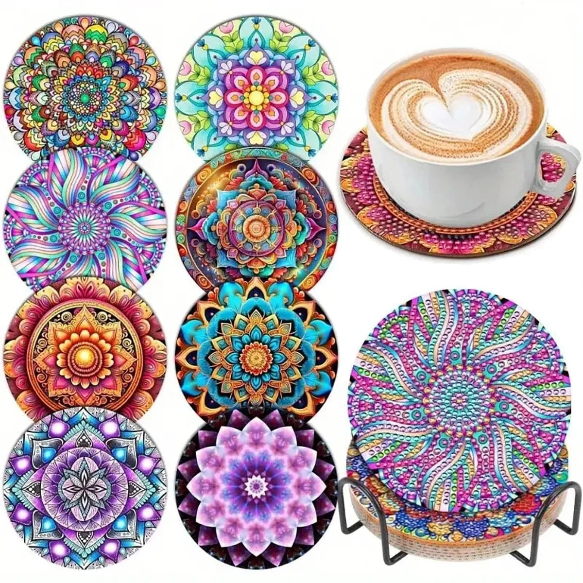 5DDpaints.com arts and crafts kit AE-BD091 Diamond Painting Coaster Set – Stunning Designs for Every Style