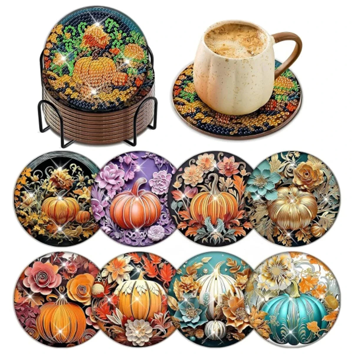 5DDpaints.com arts and crafts kit AE-BD112 Diamond Painting Coaster Set – Stunning Designs for Every Style