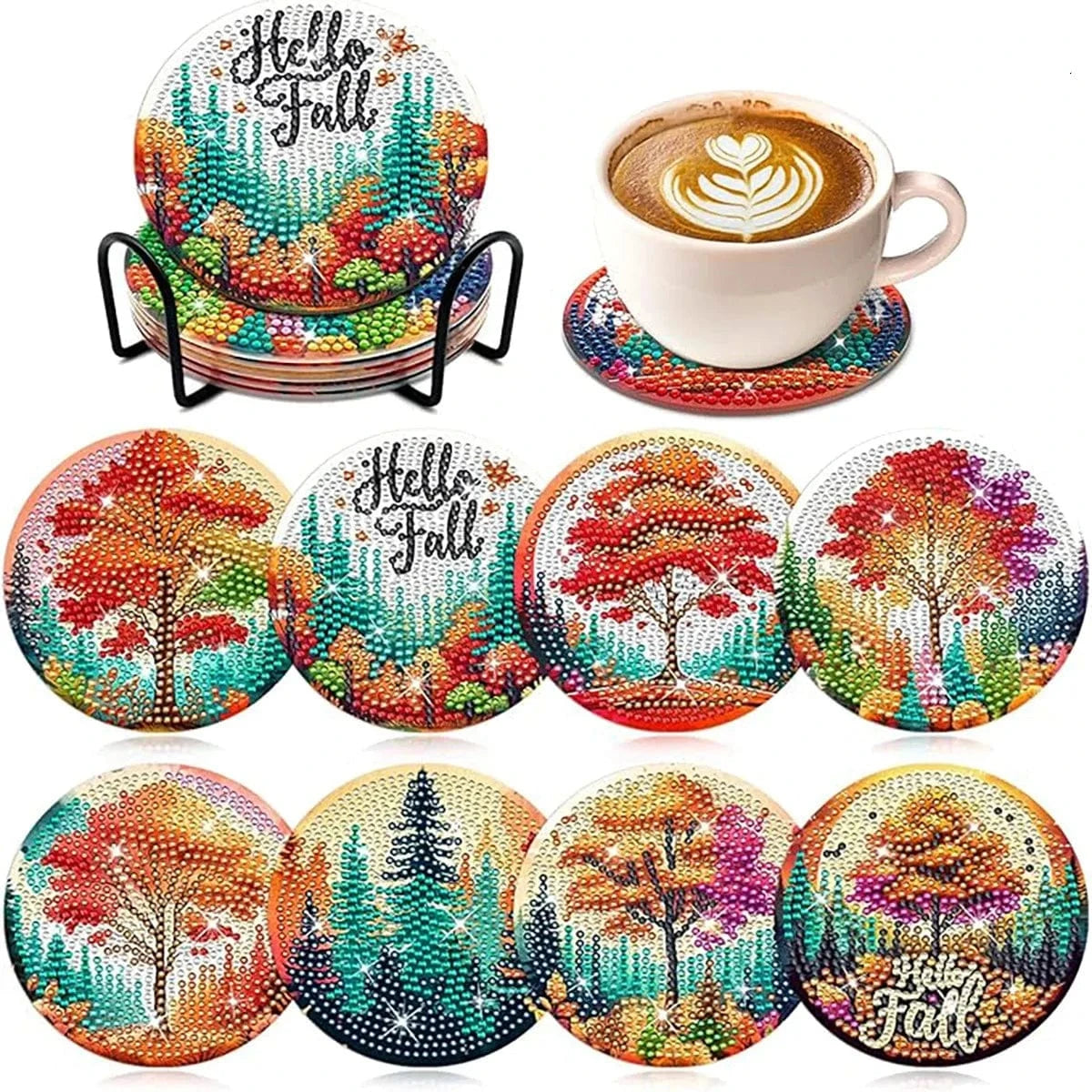 5DDpaints.com arts and crafts kit AE-BD153 Diamond Painting Coaster Set – Stunning Designs for Every Style