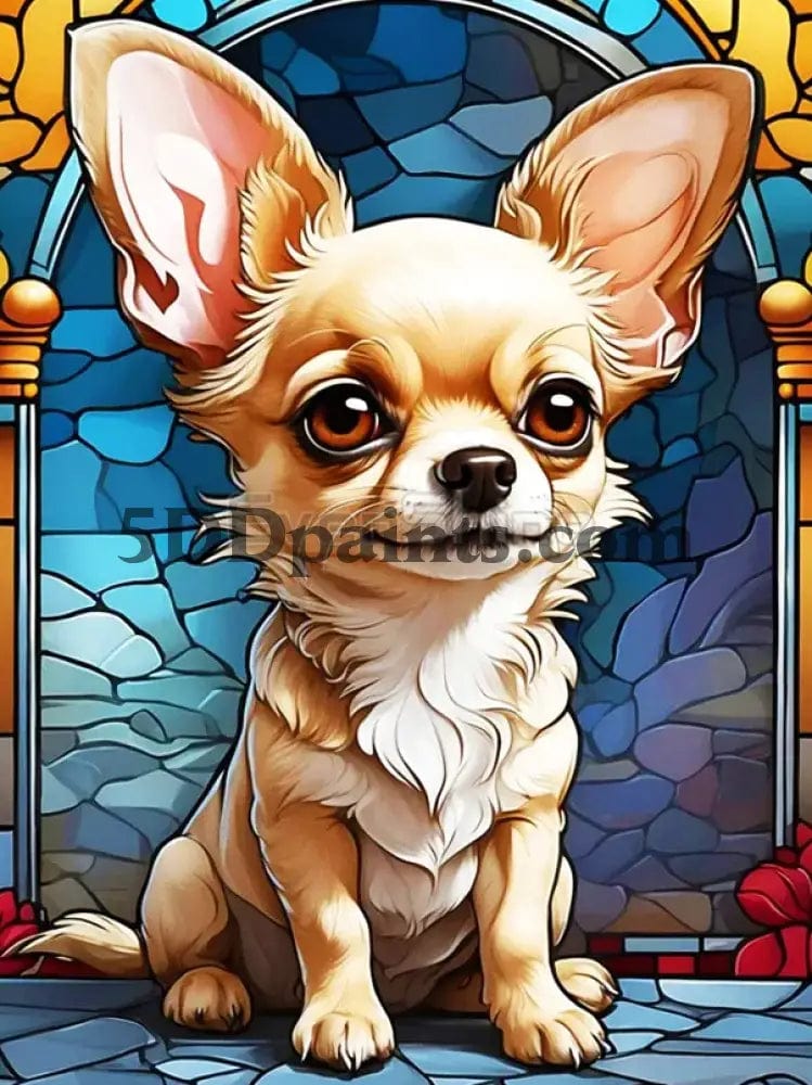 Amazello arts and crafts kit 2334 / Full Square 20X30cm Diamond Painting Cutie Dog Stainglass