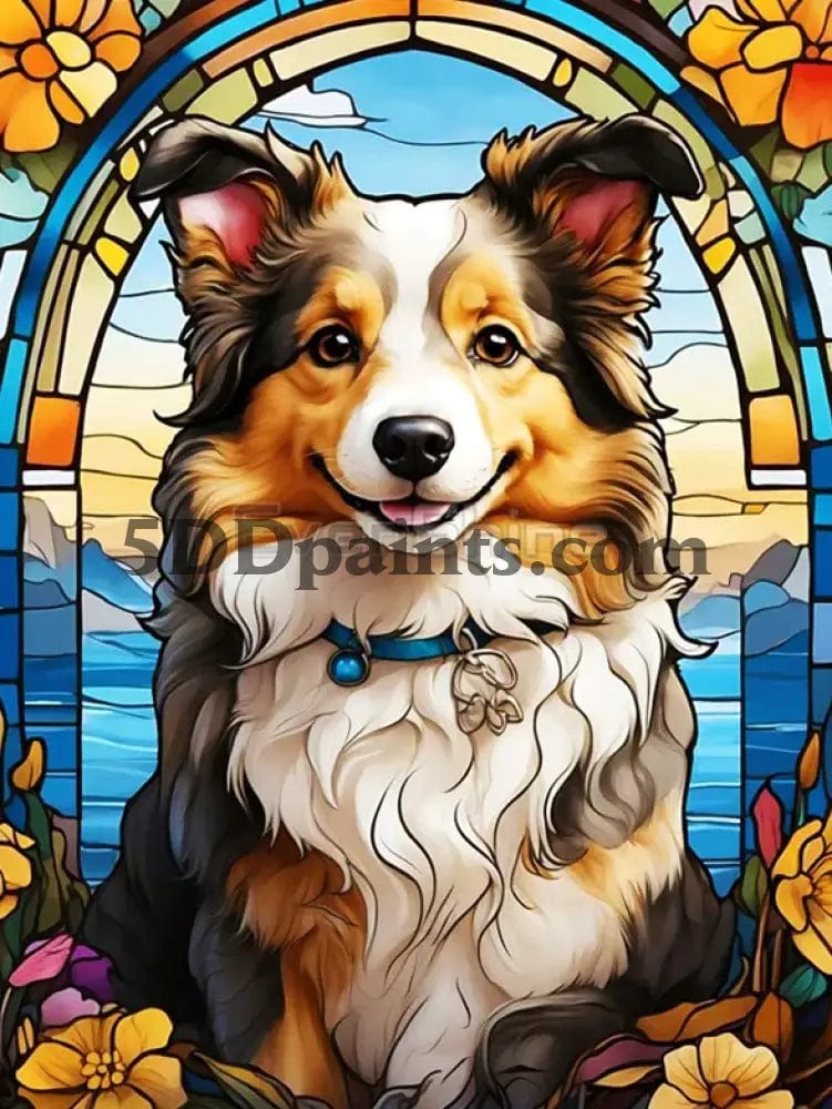 Amazello arts and crafts kit 2336 / Full Square 20X30cm Diamond Painting Cutie Dog Stainglass