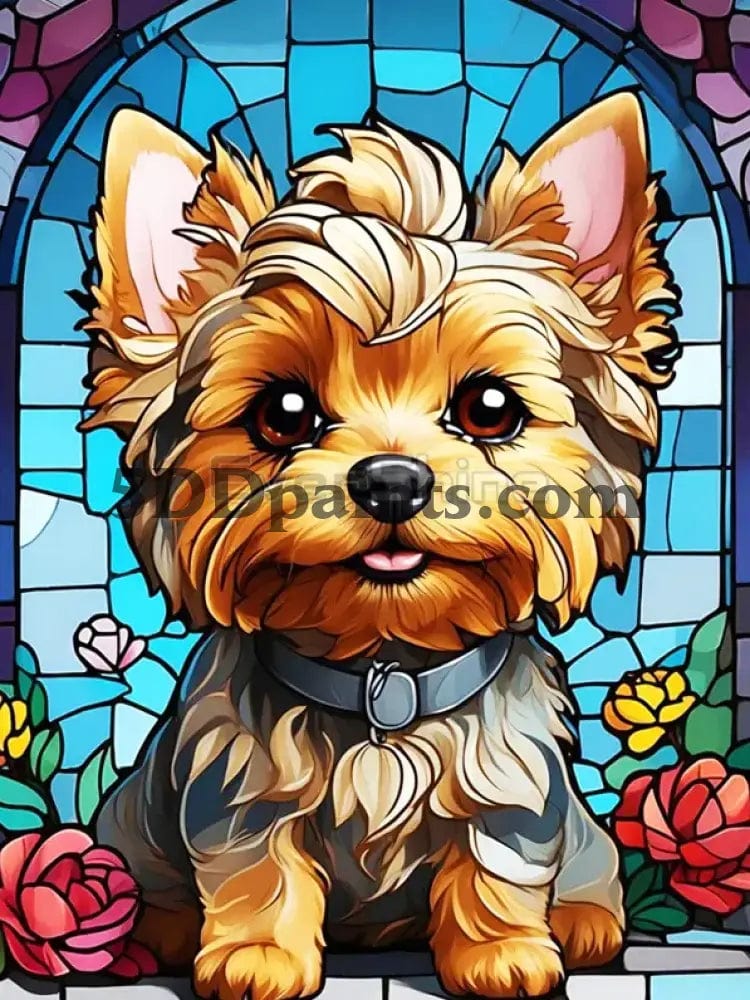 Amazello arts and crafts kit 2337 / Full Square 20X30cm Diamond Painting Cutie Dog Stainglass