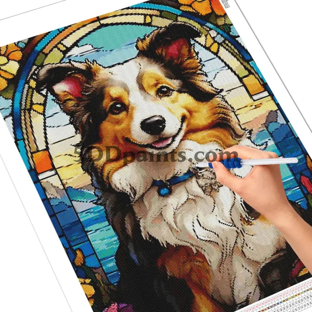 Amazello arts and crafts kit Diamond Painting Cutie Dog Stainglass