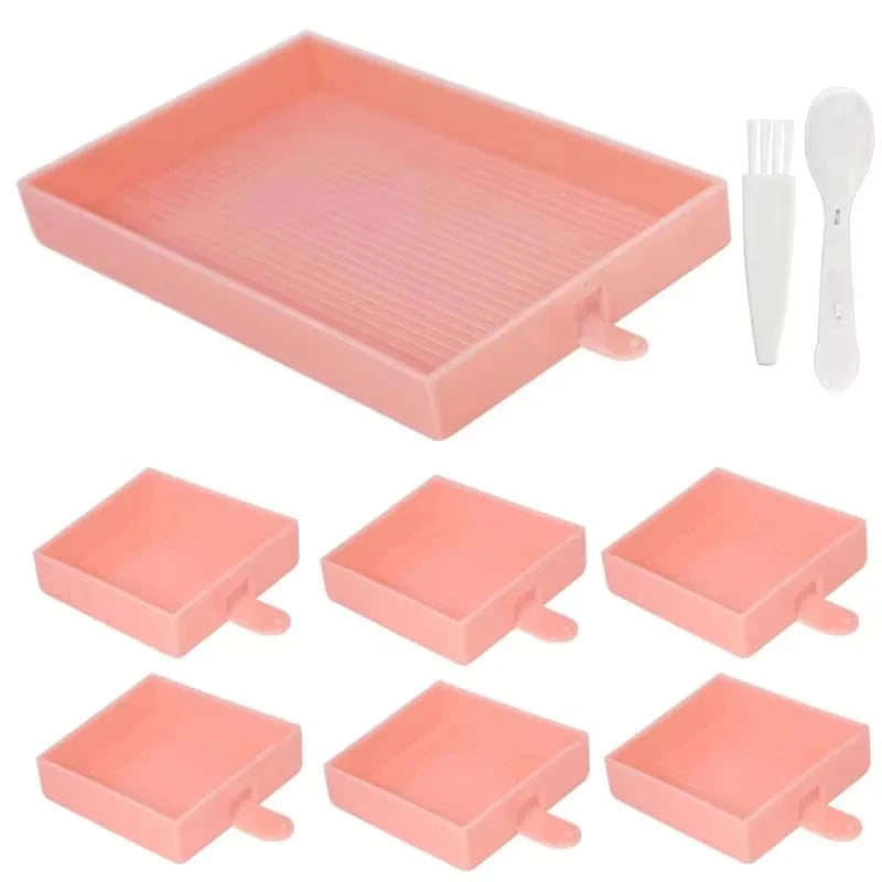 5DDpaints.com arts and crafts kit Pink / 1 Set Diamond Painting Drill Organizer Set – Multi-Compartment Trays & Brush