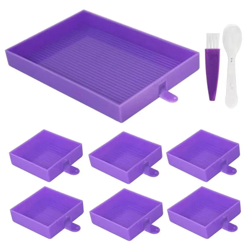 5DDpaints.com arts and crafts kit Purple / 1 Set Diamond Painting Drill Organizer Set – Multi-Compartment Trays & Brush