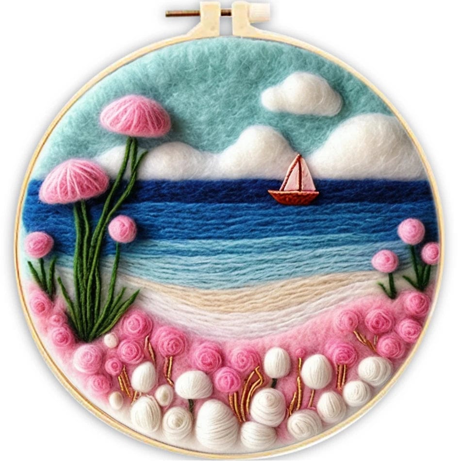 5DDpaints.com arts and crafts kit MZH-493-2020-XP Dreamscapes Wool Needle Felting Kits – Serene Nature Scenes Collection