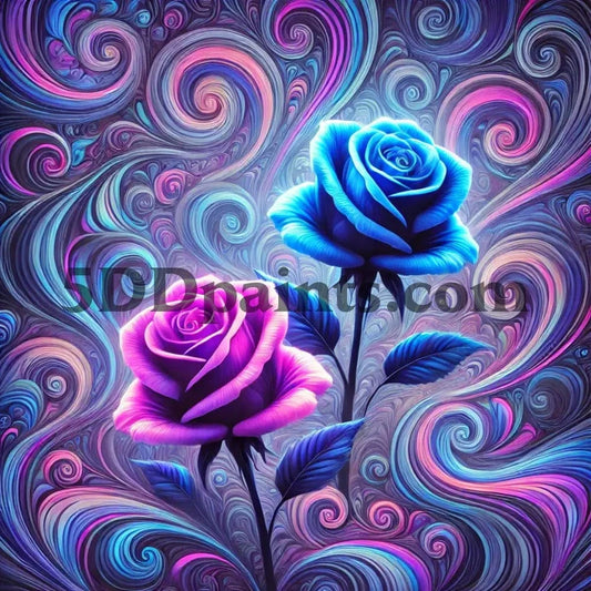 5DDPaints.com arts and crafts kit Electric Roses Diamond Painting