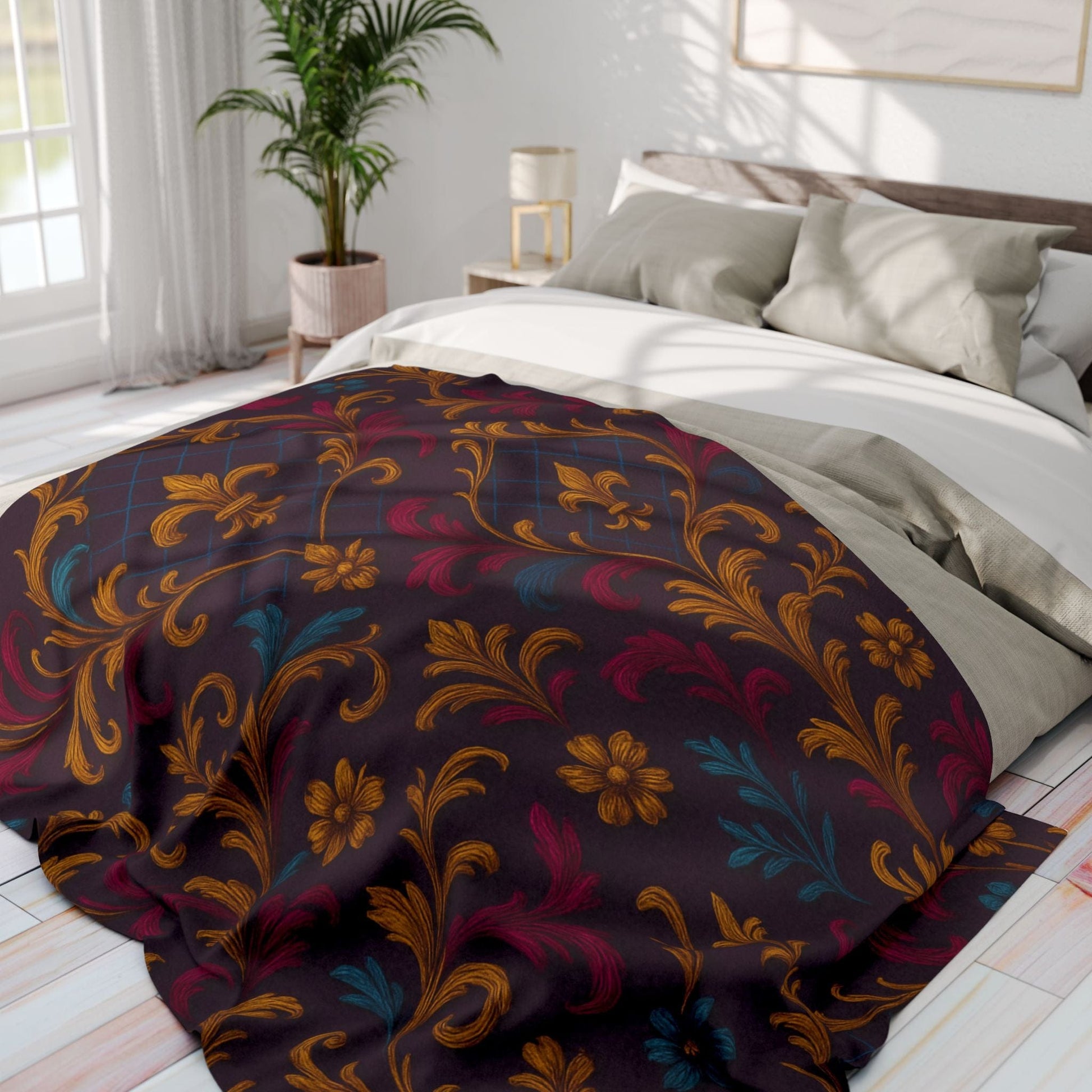 Printify Home Decor Elegant Floral Arctic Fleece Blanket