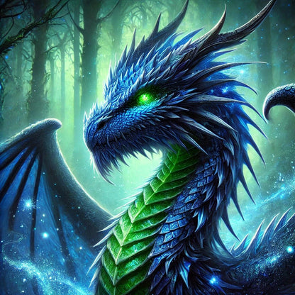 5DDPaints.com arts and crafts kit Emerald Guardian Dragon Diamond Painting Kit