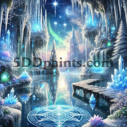 5DDPaints.com arts and crafts kit Enchanted Crystal Cavern Diamond Painting Kit – Mystical Winter Wonderland