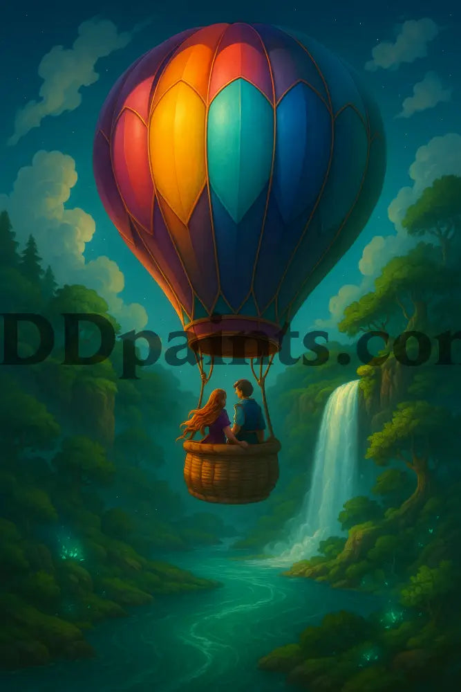 5DDPaints.com home decor Enchanted Evening Flight – Romantic Hot Air Balloon Diamond Painting Kit