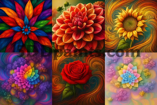 5DDPaints.com Enchanted Florals Premium Bundle – Instant Download (6 PNGs)