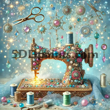 5DDPaints.com home decor Enchanted Jewel Sewing Machine Diamond Painting Kit
