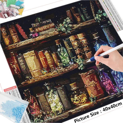 5DDpaints.com arts and crafts kit Enchanted Potion Shelf Diamond Painting Kit