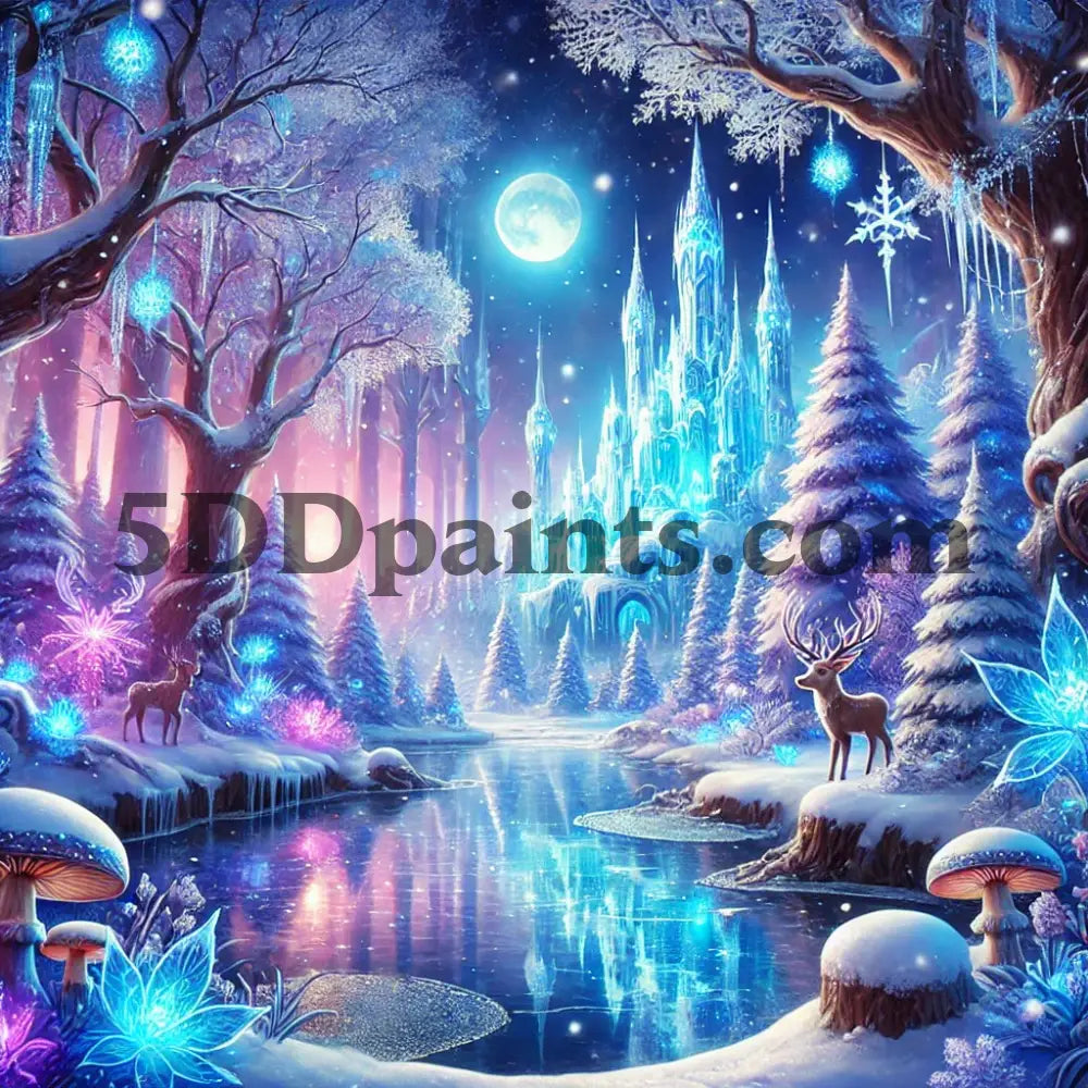5DDPaints.com arts and crafts kit Enchanted Winter Castle Diamond Painting Kit
