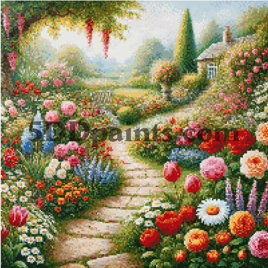 5DDPaints.com arts and crafts kit English Garden Pathway Diamond Painting Kit