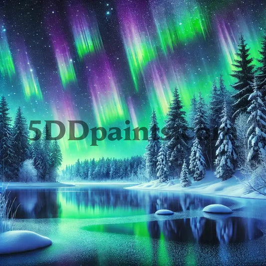 5DDPaints.com arts and crafts kit Ethereal Aurora Borealis Diamond Painting Kit