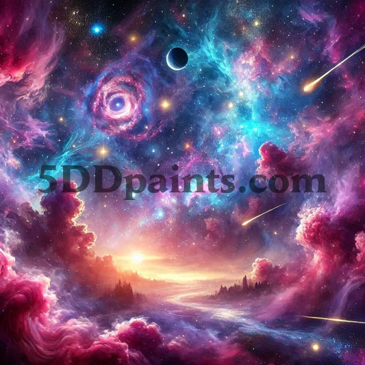 5DDPaints.com arts and crafts kit Ethereal Cosmic Nebula: Diamond Painting Kit