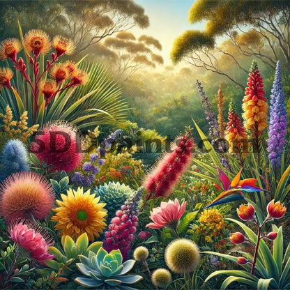 5DDPaints.com arts and crafts kit Exotic Australian Wildflower Garden Diamond Painting Kit
