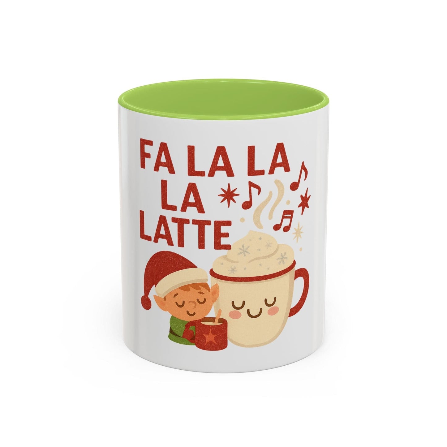 Printify Mug 11oz / Light Green Fa La La La Latte Mug – Festive Holiday Coffee Cup (11oz / 15oz, Multi-Color Options)