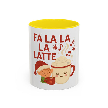 Printify Mug 11oz / Yellow Fa La La La Latte Mug – Festive Holiday Coffee Cup (11oz / 15oz, Multi-Color Options)