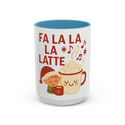 Printify Mug 15oz / Light Blue Fa La La La Latte Mug – Festive Holiday Coffee Cup (11oz / 15oz, Multi-Color Options)