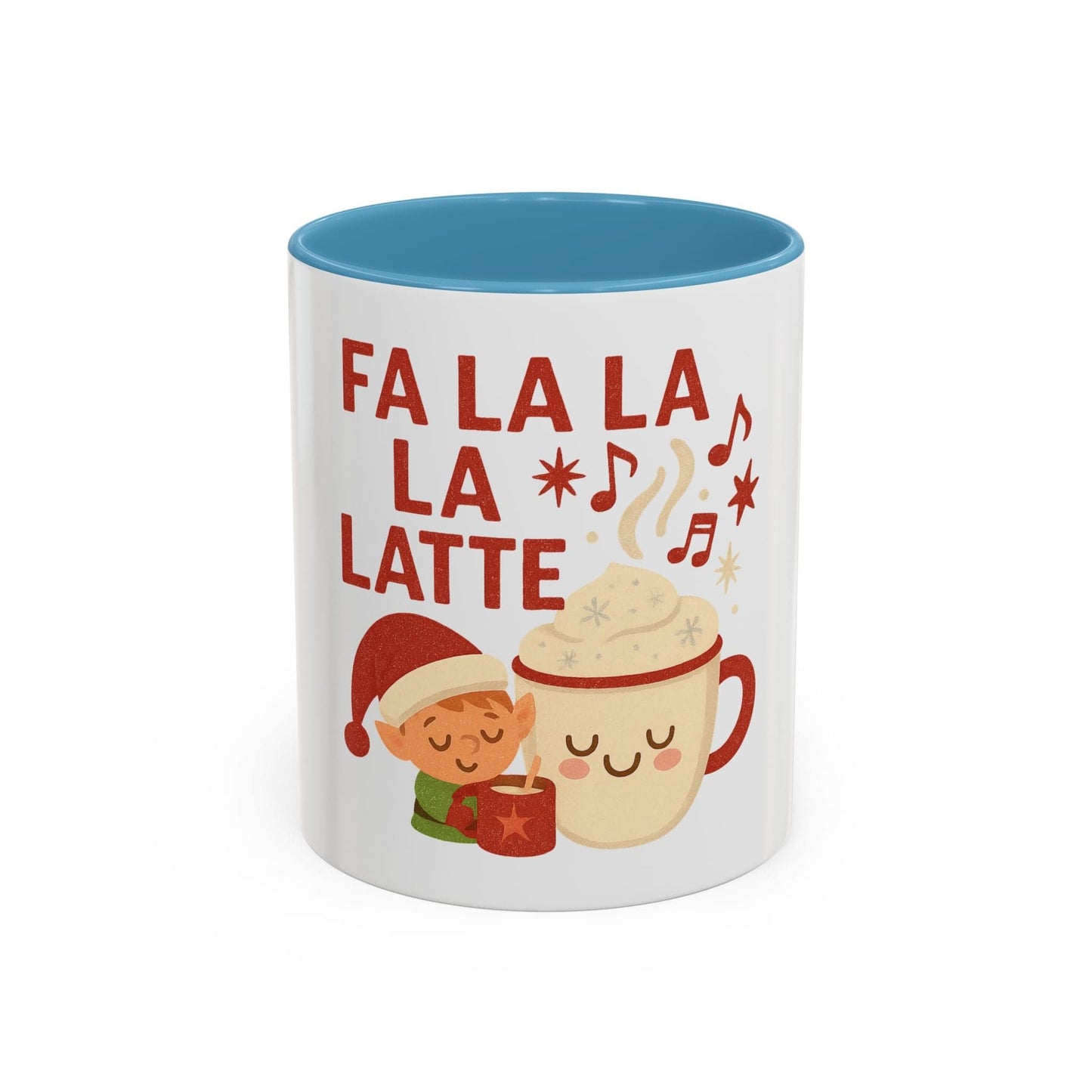 Printify Mug 11oz / Light Blue Fa La La La Latte Mug – Festive Holiday Coffee Cup (11oz / 15oz, Multi-Color Options)