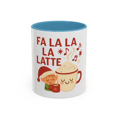 Printify Mug 11oz / Light Blue Fa La La La Latte Mug – Festive Holiday Coffee Cup (11oz / 15oz, Multi-Color Options)