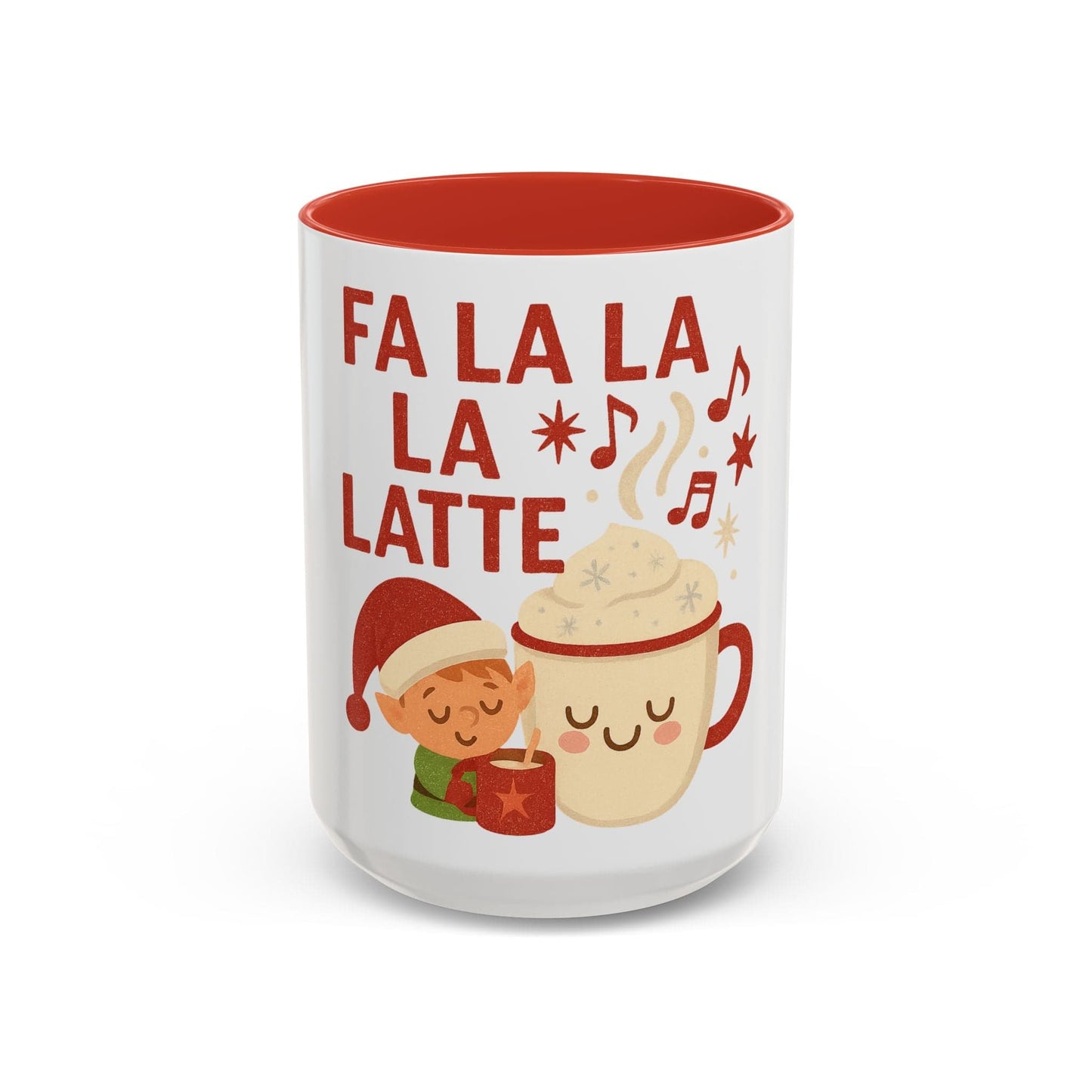 Printify Mug 15oz / Red Fa La La La Latte Mug – Festive Holiday Coffee Cup (11oz / 15oz, Multi-Color Options)