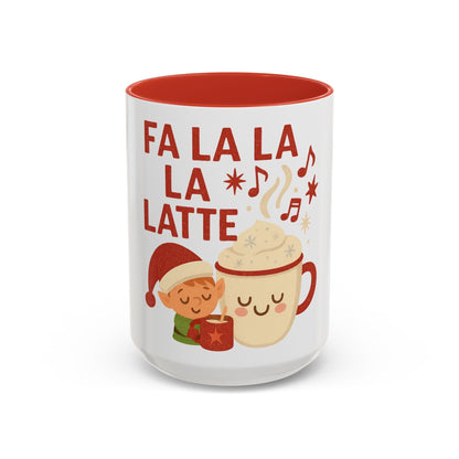 Printify Mug 15oz / Red Fa La La La Latte Mug – Festive Holiday Coffee Cup (11oz / 15oz, Multi-Color Options)