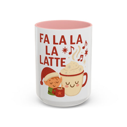 Printify Mug 15oz / Pink Fa La La La Latte Mug – Festive Holiday Coffee Cup (11oz / 15oz, Multi-Color Options)