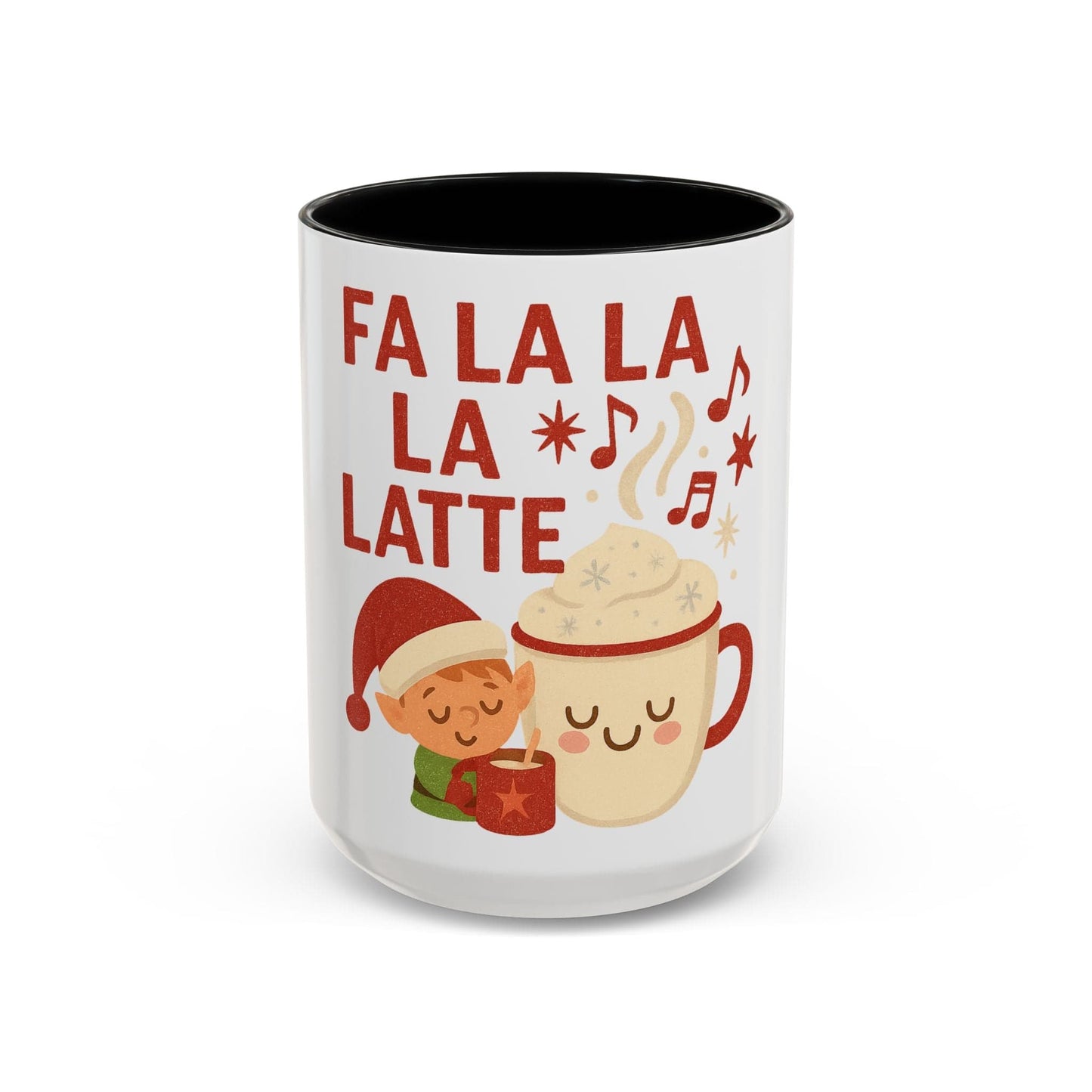 Printify Mug 15oz / Black Fa La La La Latte Mug – Festive Holiday Coffee Cup (11oz / 15oz, Multi-Color Options)