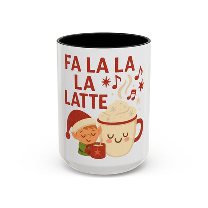Printify Mug 15oz / Black Fa La La La Latte Mug – Festive Holiday Coffee Cup (11oz / 15oz, Multi-Color Options)