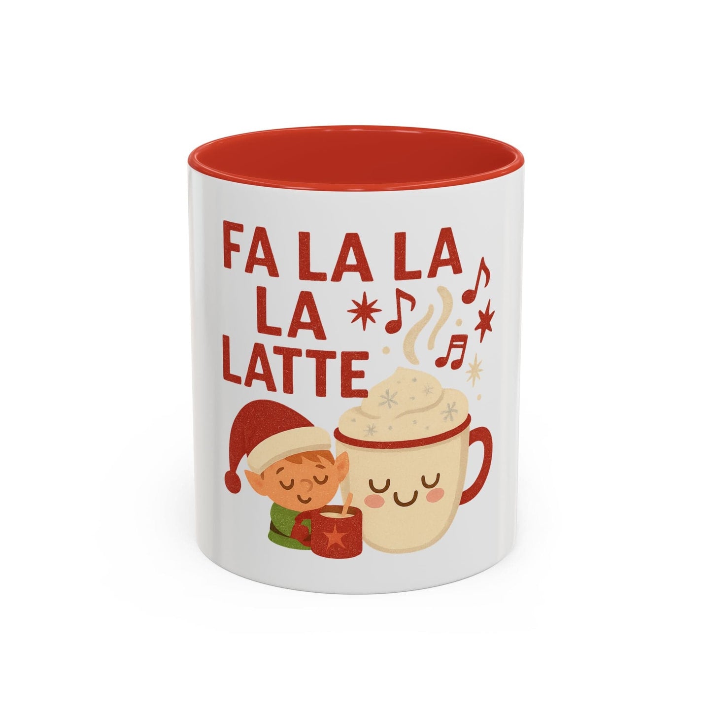 Printify Mug 11oz / Red Fa La La La Latte Mug – Festive Holiday Coffee Cup (11oz / 15oz, Multi-Color Options)