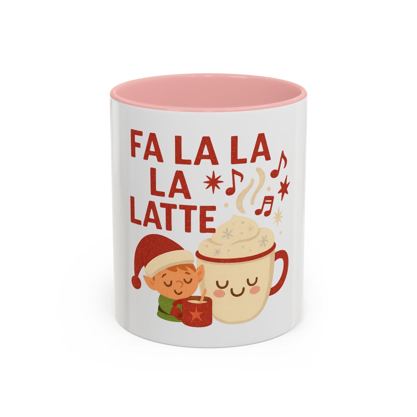 Printify Mug 11oz / Pink Fa La La La Latte Mug – Festive Holiday Coffee Cup (11oz / 15oz, Multi-Color Options)