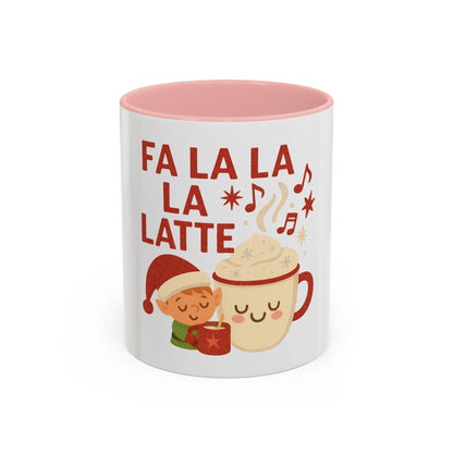 Printify Mug 11oz / Pink Fa La La La Latte Mug – Festive Holiday Coffee Cup (11oz / 15oz, Multi-Color Options)