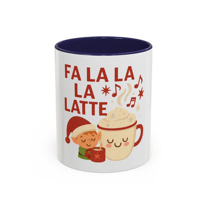 Printify Mug 11oz / Navy Fa La La La Latte Mug – Festive Holiday Coffee Cup (11oz / 15oz, Multi-Color Options)