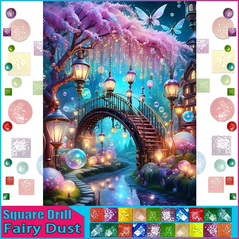 5DDpaints.com arts and crafts kit Fairy Dust Square / 20x25cm FAIRY DUST DRILLS - Enchanted Twilight Bridge Diamond Painting Kit