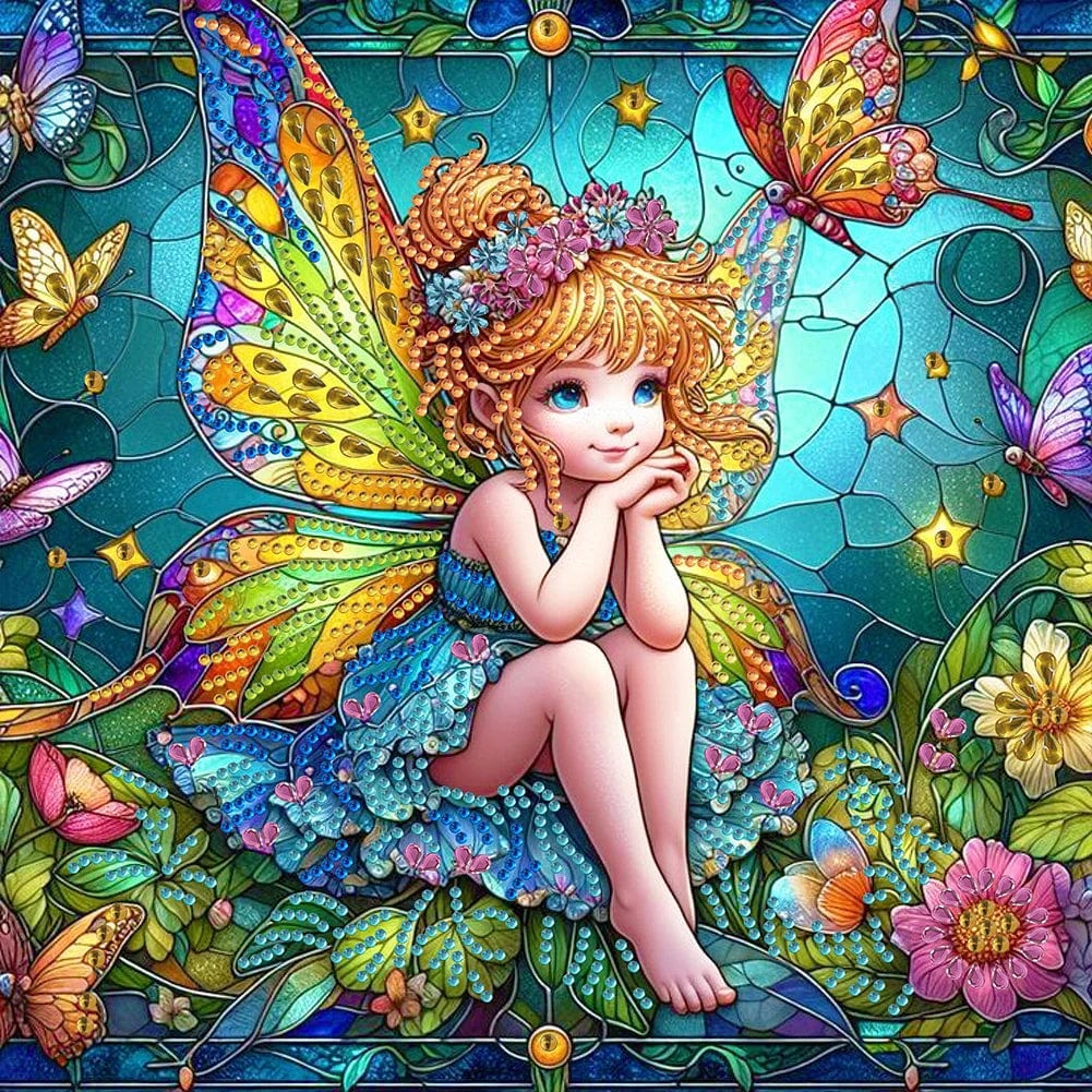 5DDpaints.com arts and crafts kit Cute Fairy Girl Fairy Girl - Partial Drill Diamond Painting Kit