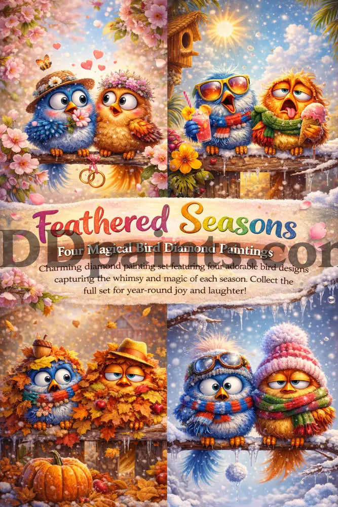 5DDpaints.com Art & Craft Kits Feathered Seasons – Whimsical Bird Diamond Painting Collection