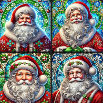 5DDPaints.com arts and crafts kit Festive Stained-Glass Santa Diamond Painting Kit