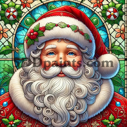 5DDPaints.com arts and crafts kit 40x40cm square / 2 Festive Stained-Glass Santa Diamond Painting Kit
