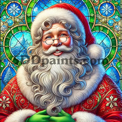 5DDPaints.com arts and crafts kit 40x40cm square / 3 Festive Stained-Glass Santa Diamond Painting Kit
