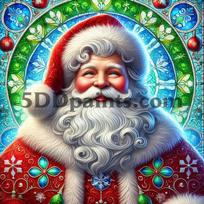 5DDPaints.com arts and crafts kit 40x40cm square / 4 Festive Stained-Glass Santa Diamond Painting Kit