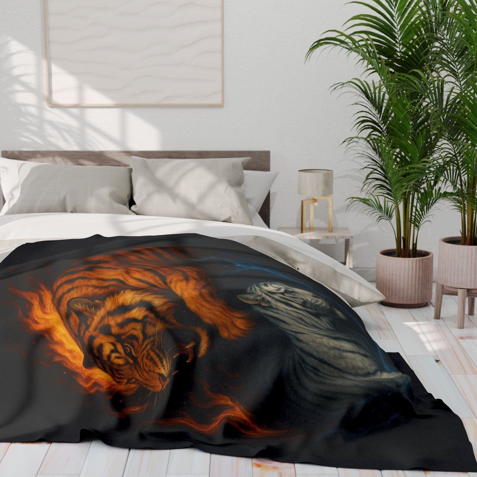 Printify Home Decor Fierce Yin & Yang Tiger Fleece Blanket